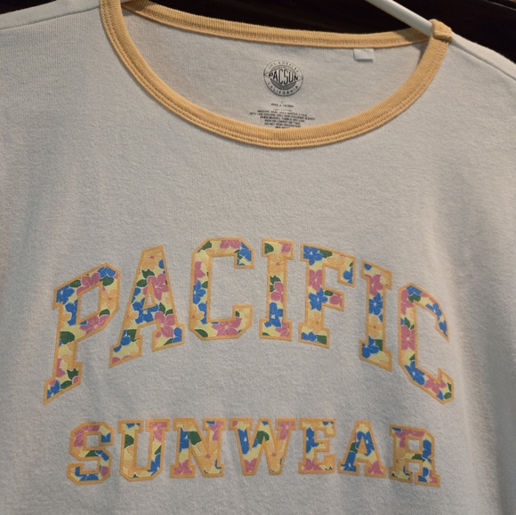 PACSUN, Women's size Large, Tee, Short Sleeve, Pacific Sunwear, Yellow, White - Picture 4 of 6
